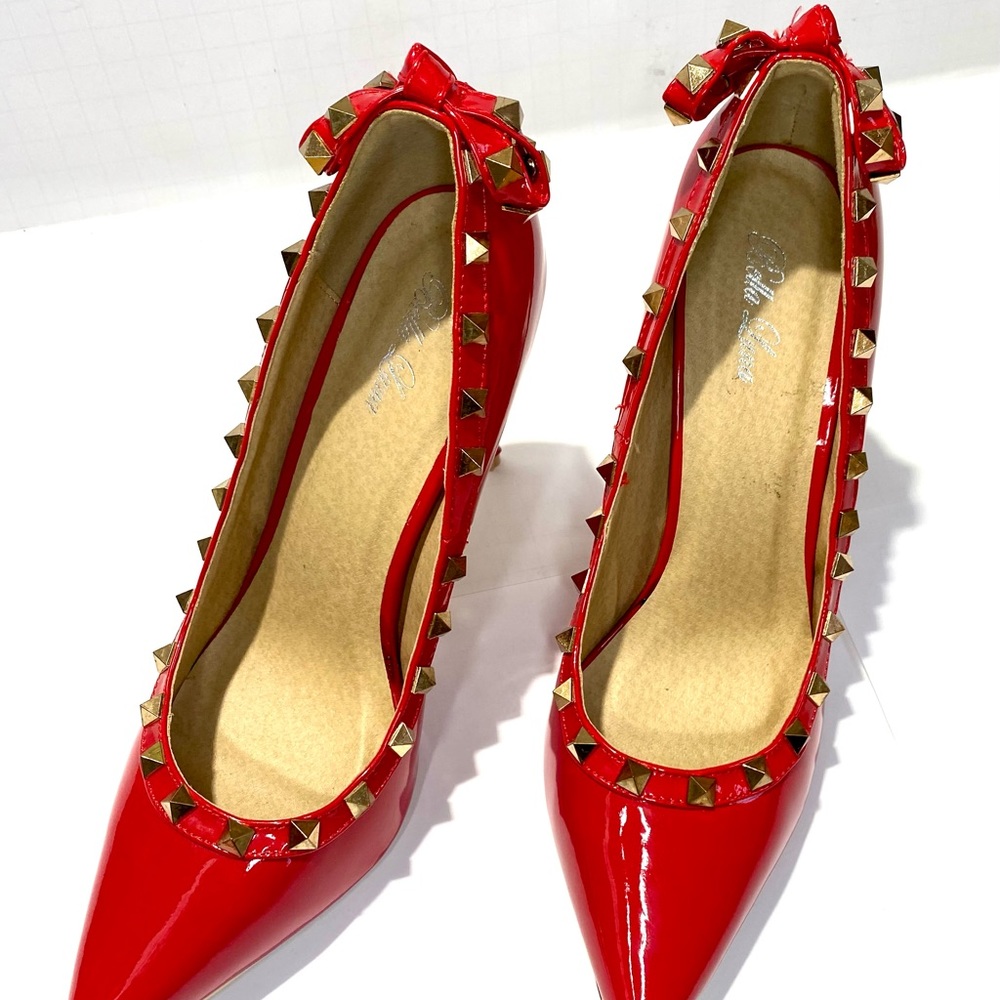 Bella Luna Studded Red Pumps shoes; NEW